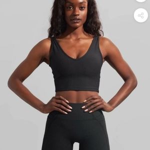 BuffBunny Material Girl Ribbed Cropped Top in Black